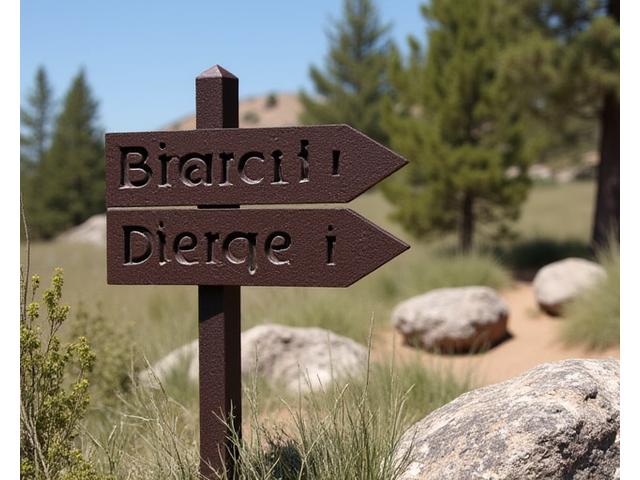 Hand-forged outdoor directional sign for a park