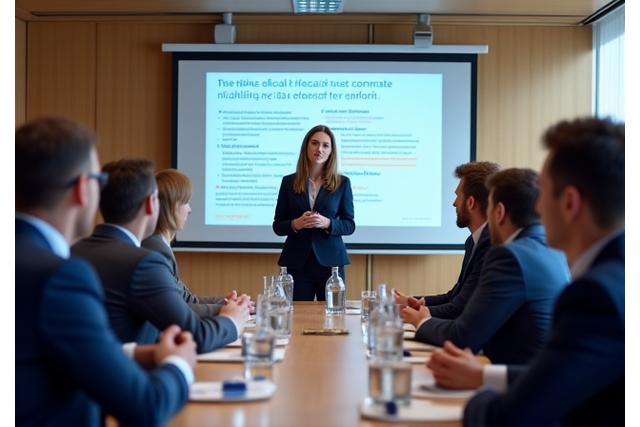Group of professionals listening to a health seminar in a conference room
